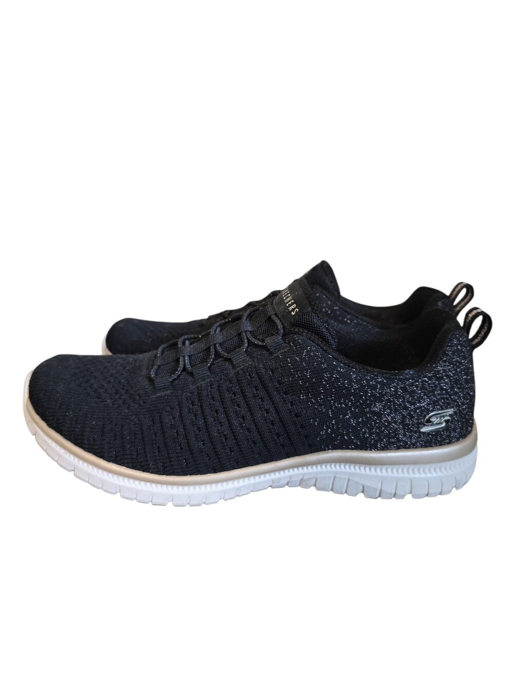 Skechers Black Knit Slip-On Memory Foam Athletic Sneakers  7.5 - Picture 3 of 5
